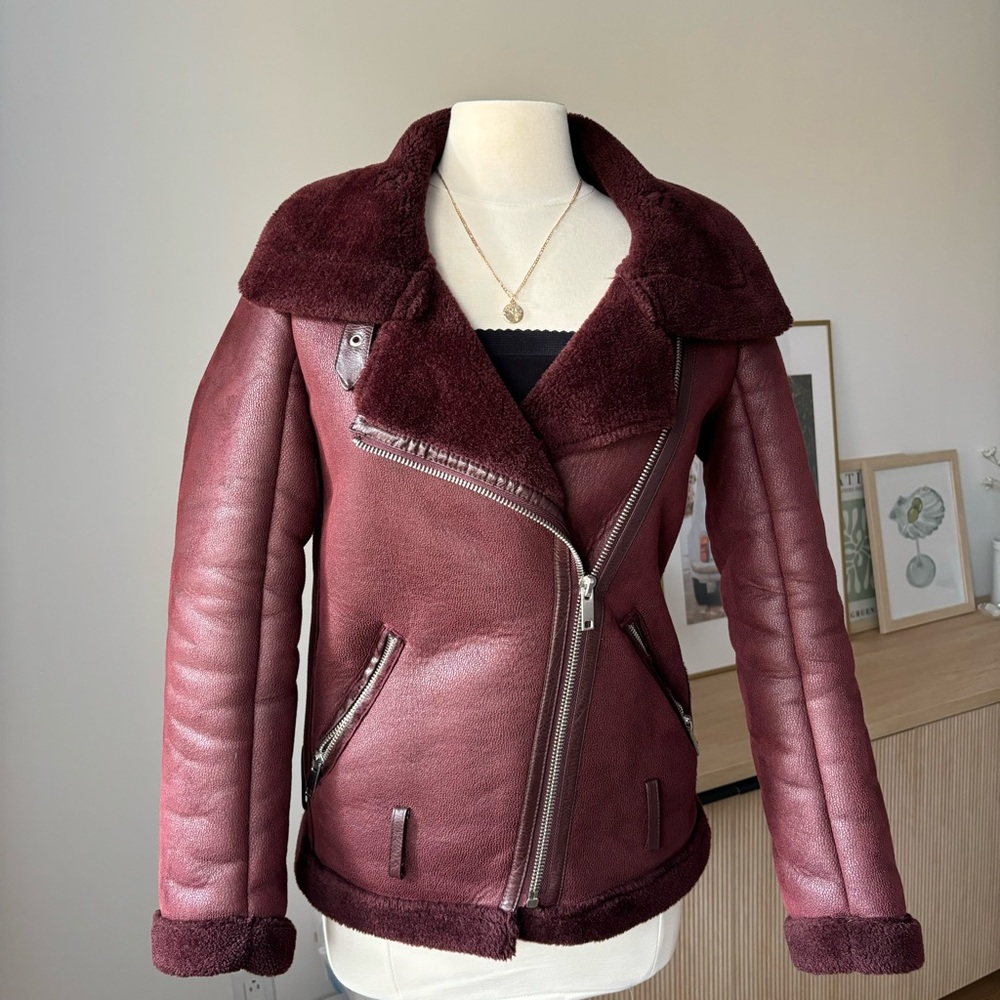 DEX Burgundy Faux Leather Jacket (Size XS)
